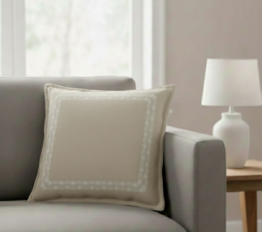 Sandstone Floral Embroidery Cushion