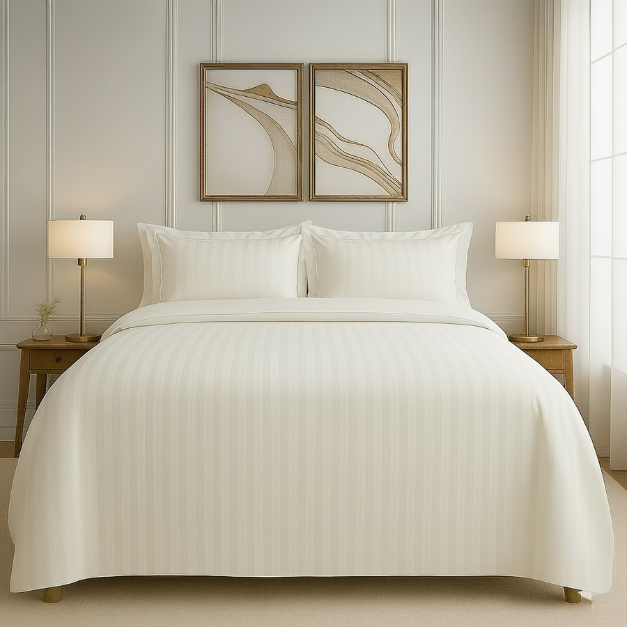 550 TC Stripes Collection - Pearl White