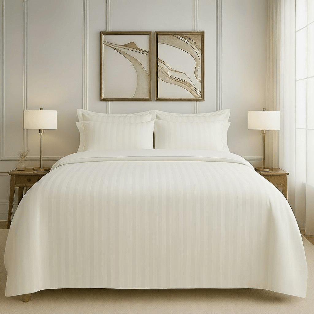 550 TC Stripes Collection - Pearl White