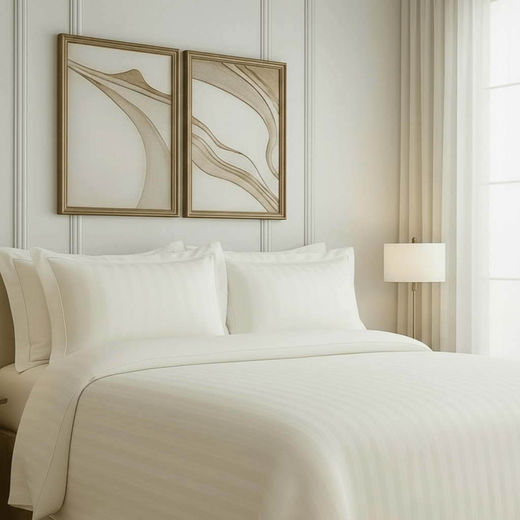 550 TC Stripes Collection - Pearl White