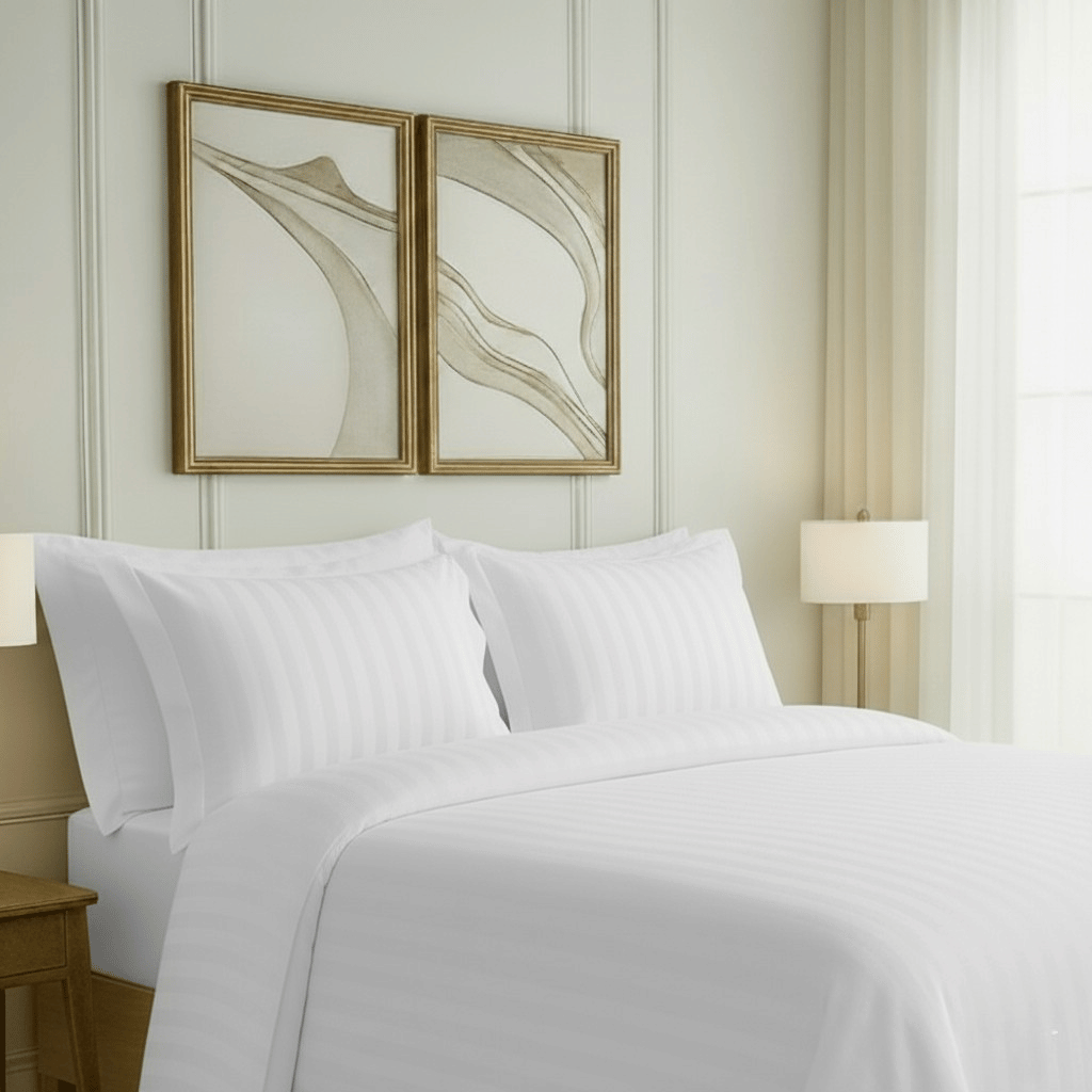 550 TC Stripes Collection - Pure Snow