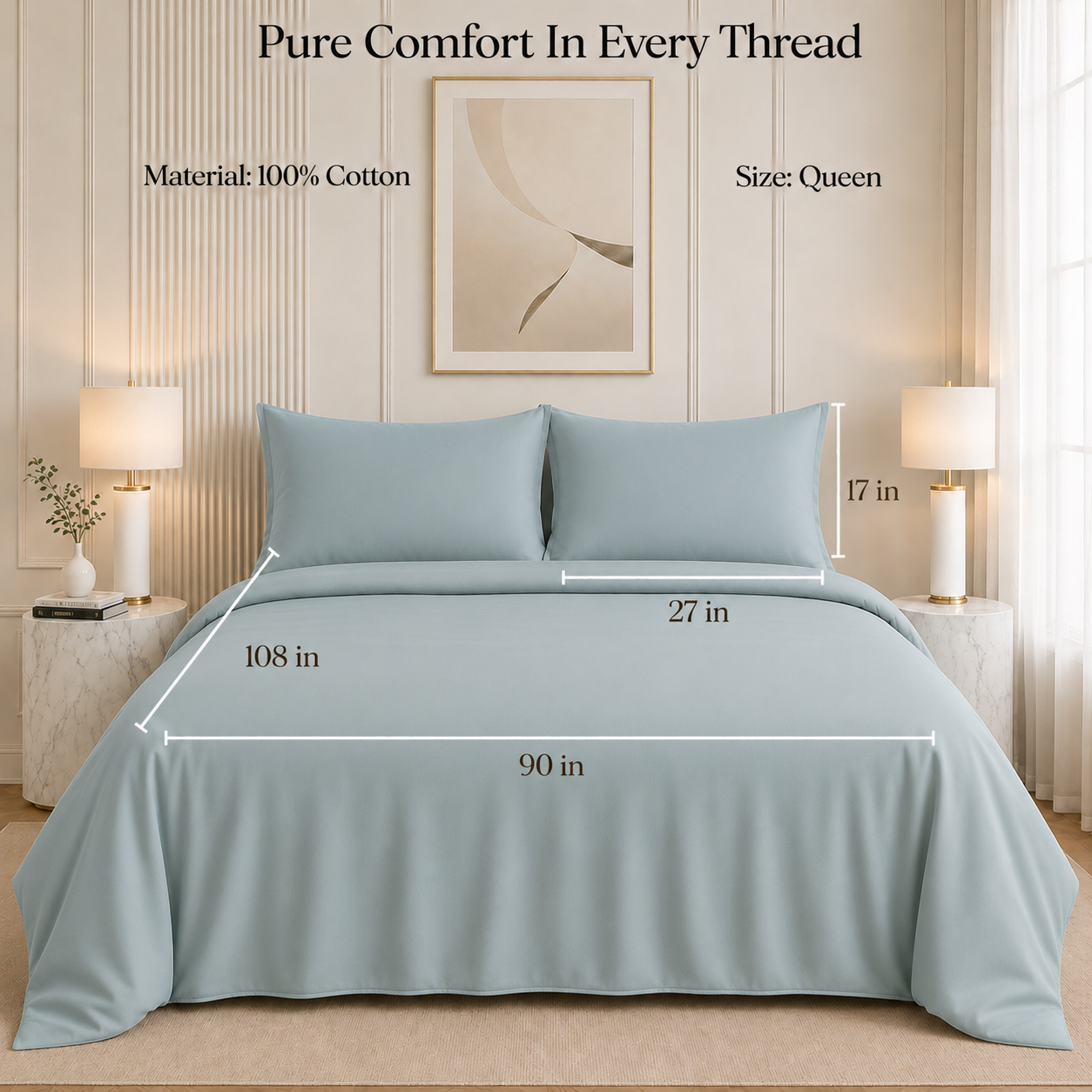 Nirvana Collection - Steel Blue | Bedsheet with Pillowcases