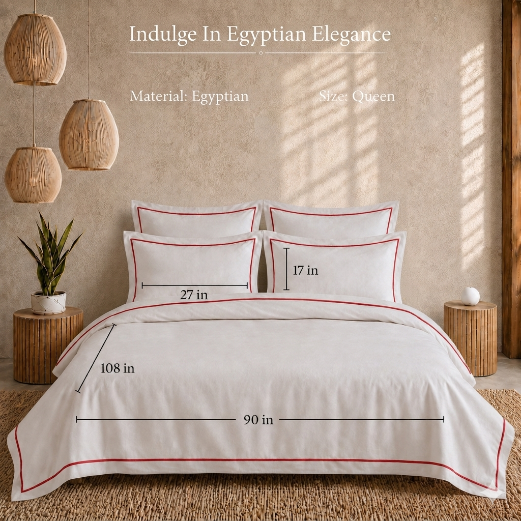 Egyptian Collection - Flat Piping - Zen’s Fine Red | Duvet Cover with Pillowcases