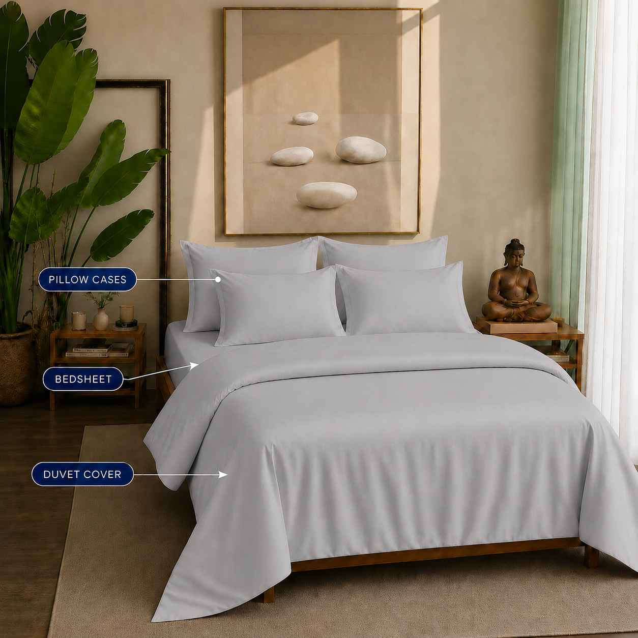 Eucalyptus Collection - Sterling Silver | Duvet Cover with Pillowcases