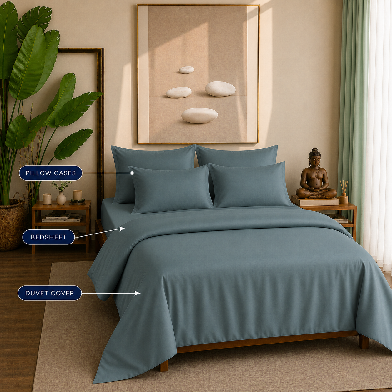Eucalyptus Collection - Ash Teal | Duvet Cover with Pillowcases