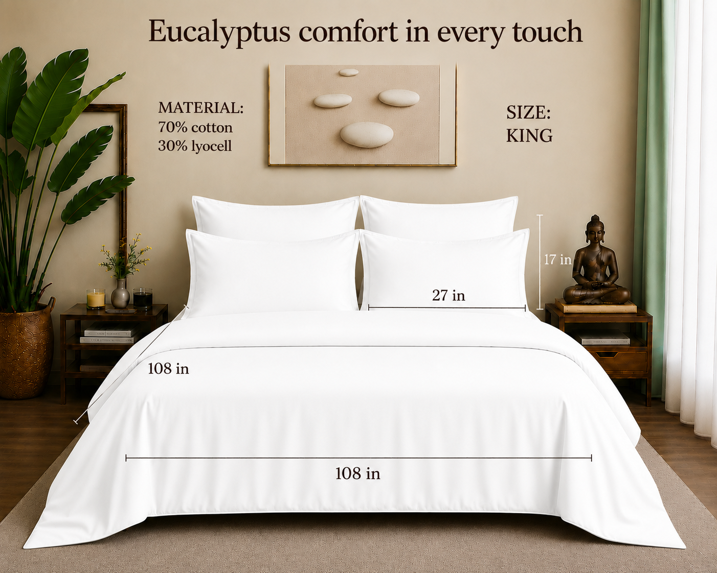 Eucalyptus Collection - Coconut White | Duvet Cover with Pillowcases