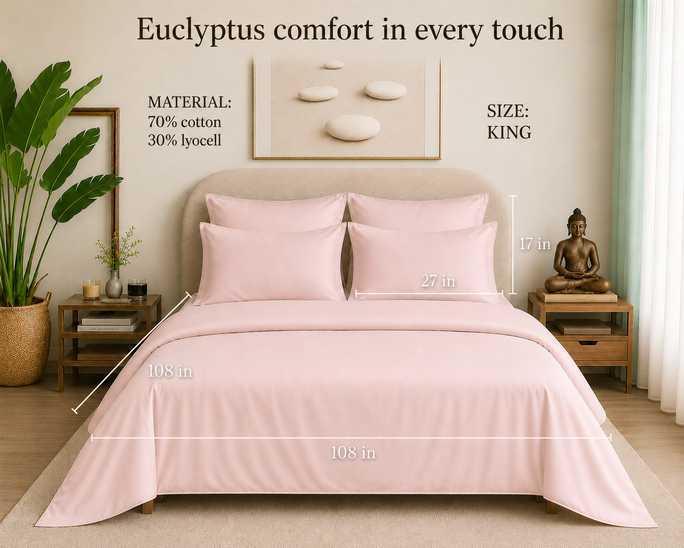 Eucalyptus Collection - Rose Quartz | Duvet Cover with Pillowcases