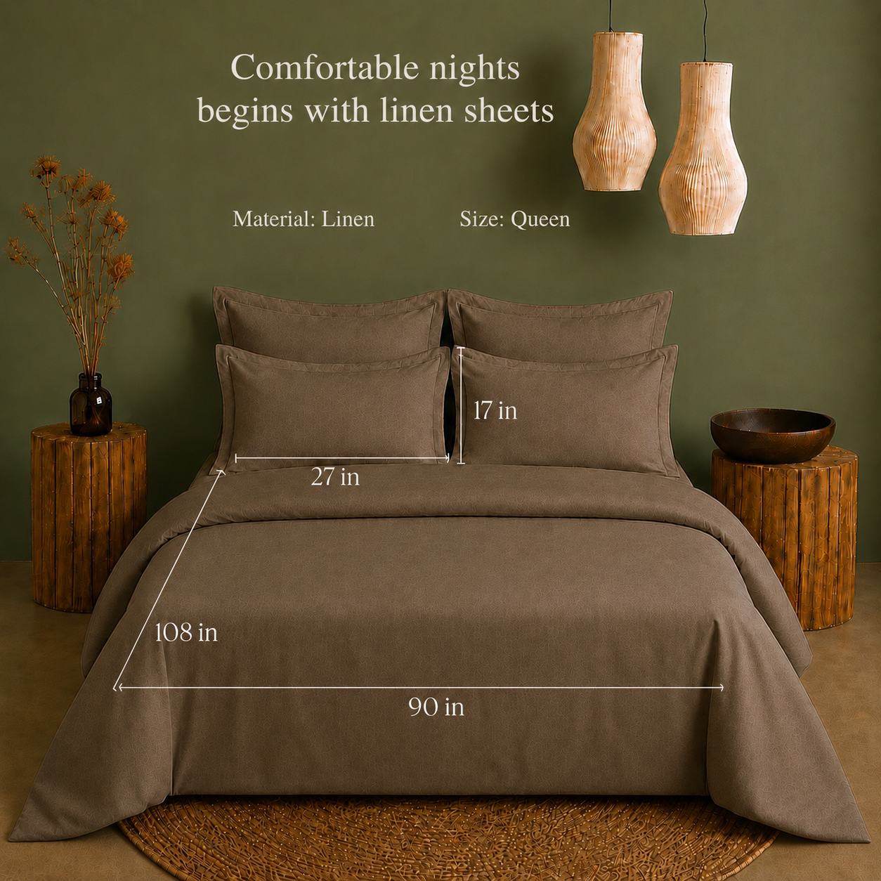 Linen Collection - Choco Brown | Duvet Cover with Pillowcases