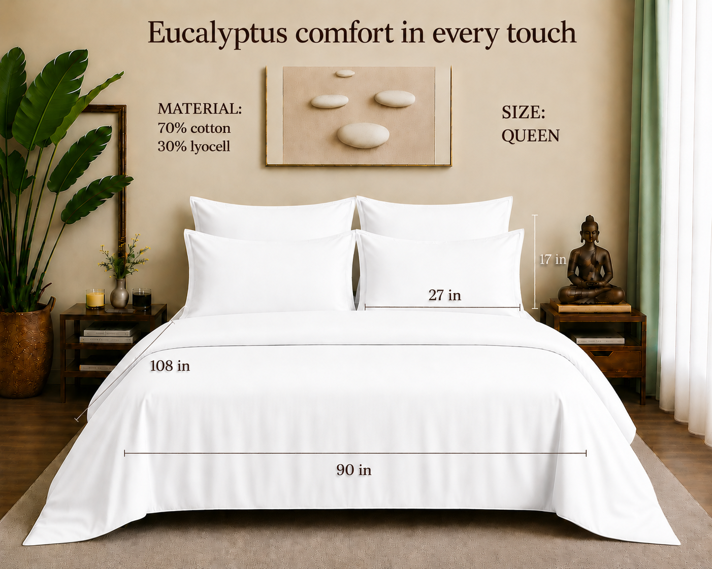 Eucalyptus Collection - Coconut White | Duvet Cover with Pillowcases