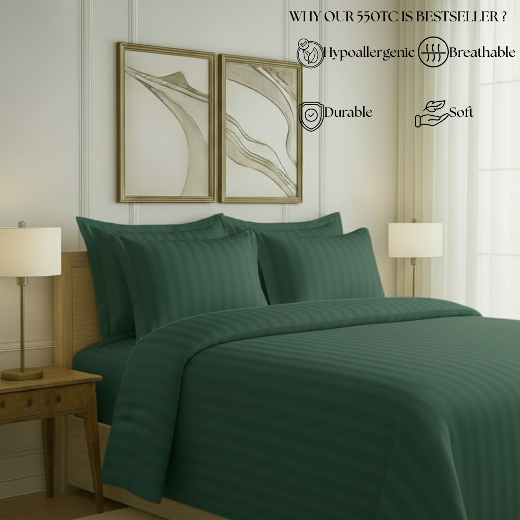 550 TC Stripes Collection - Emerald Green