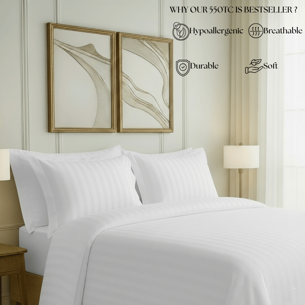 550 TC Stripes Collection - Pure Snow