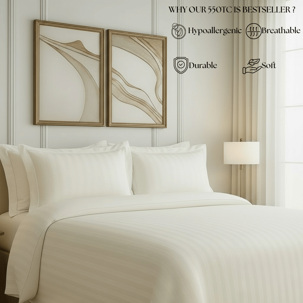 550 TC Stripes Collection - Pearl White