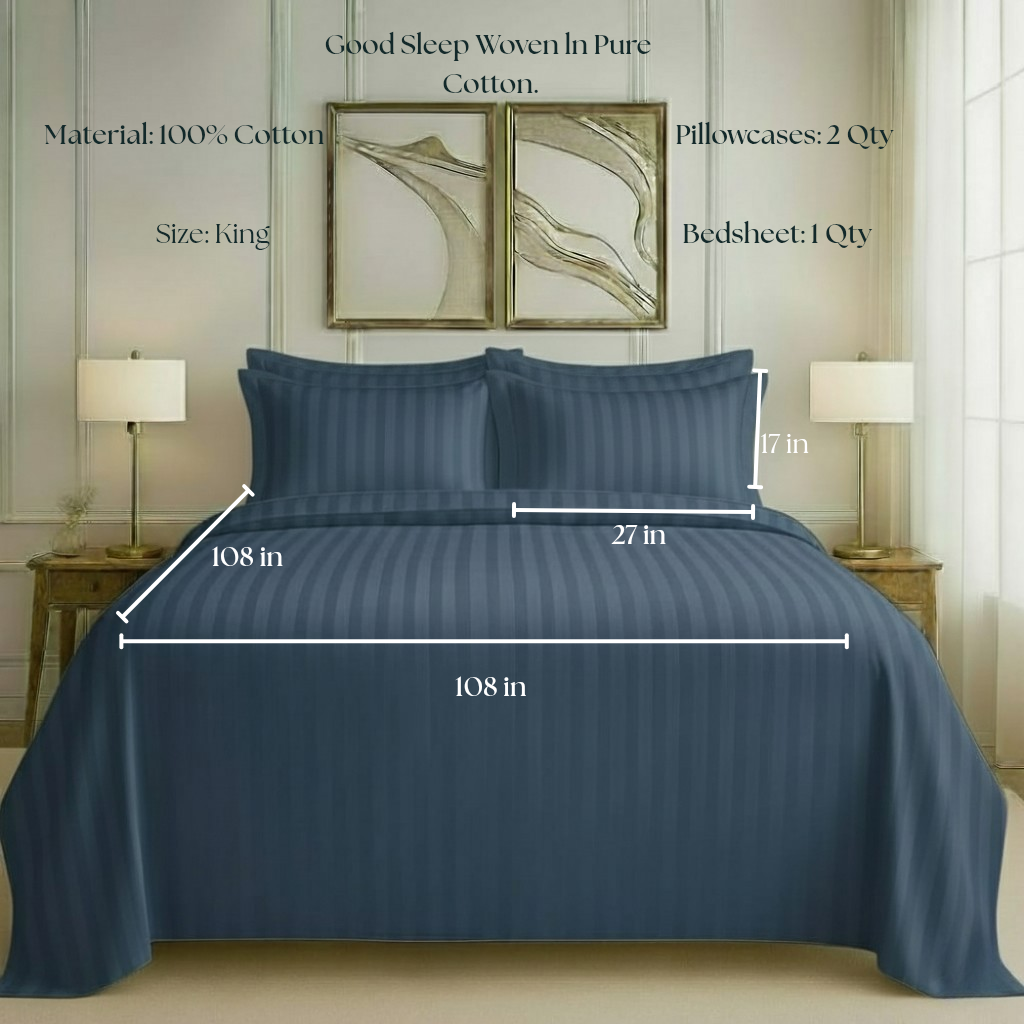 550 TC Stripes Collection- Blue Lagoon