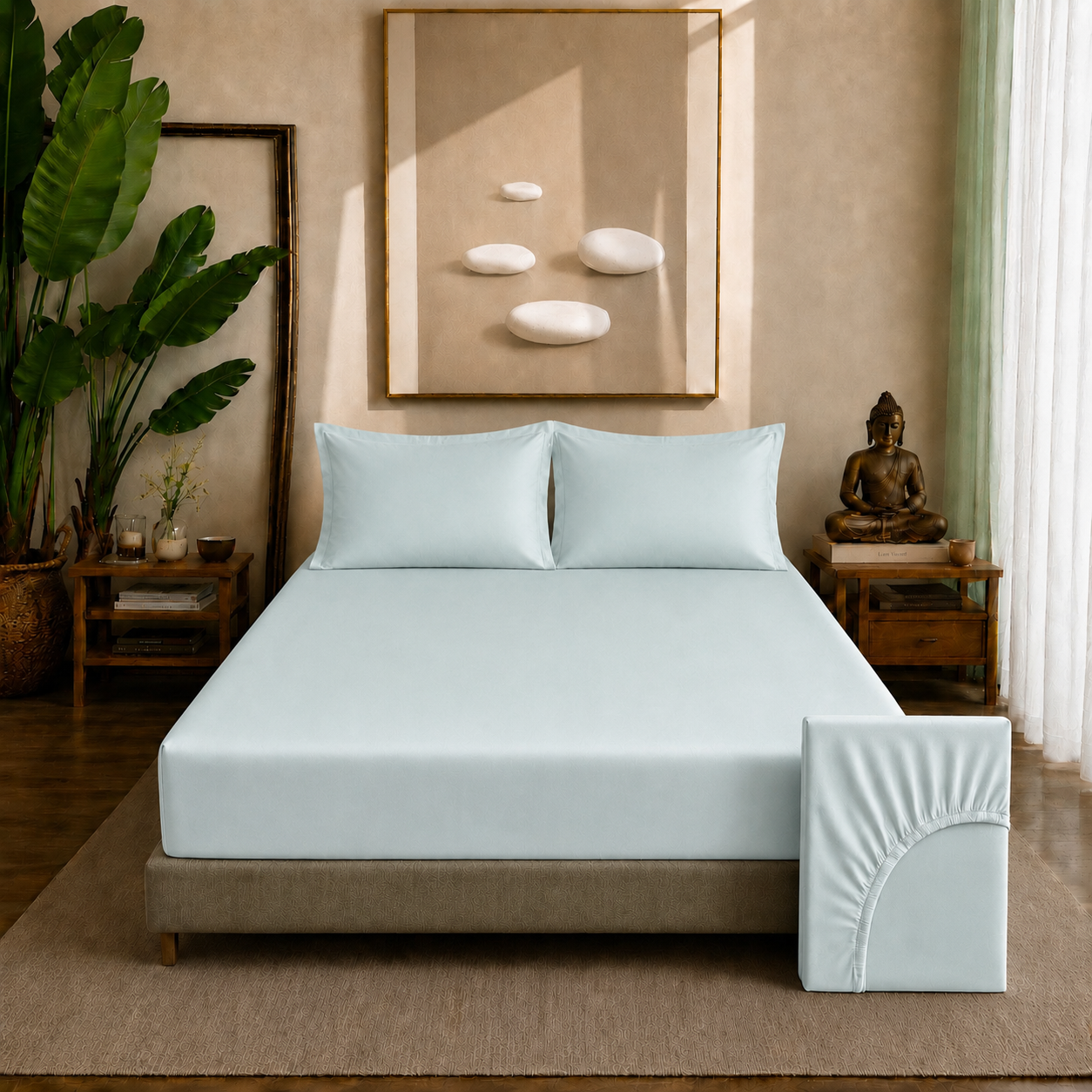 Eucalyptus Collection - Pastel Teal | Bedsheet with Pillowcases