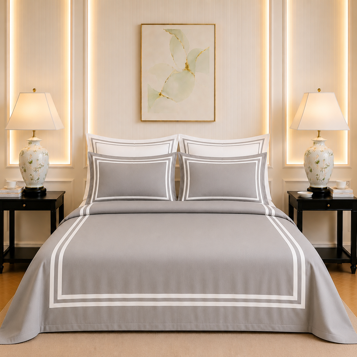 600 TC Pure Cotton Collection - Pearl Grey | Duvet Cover with Pillowcases