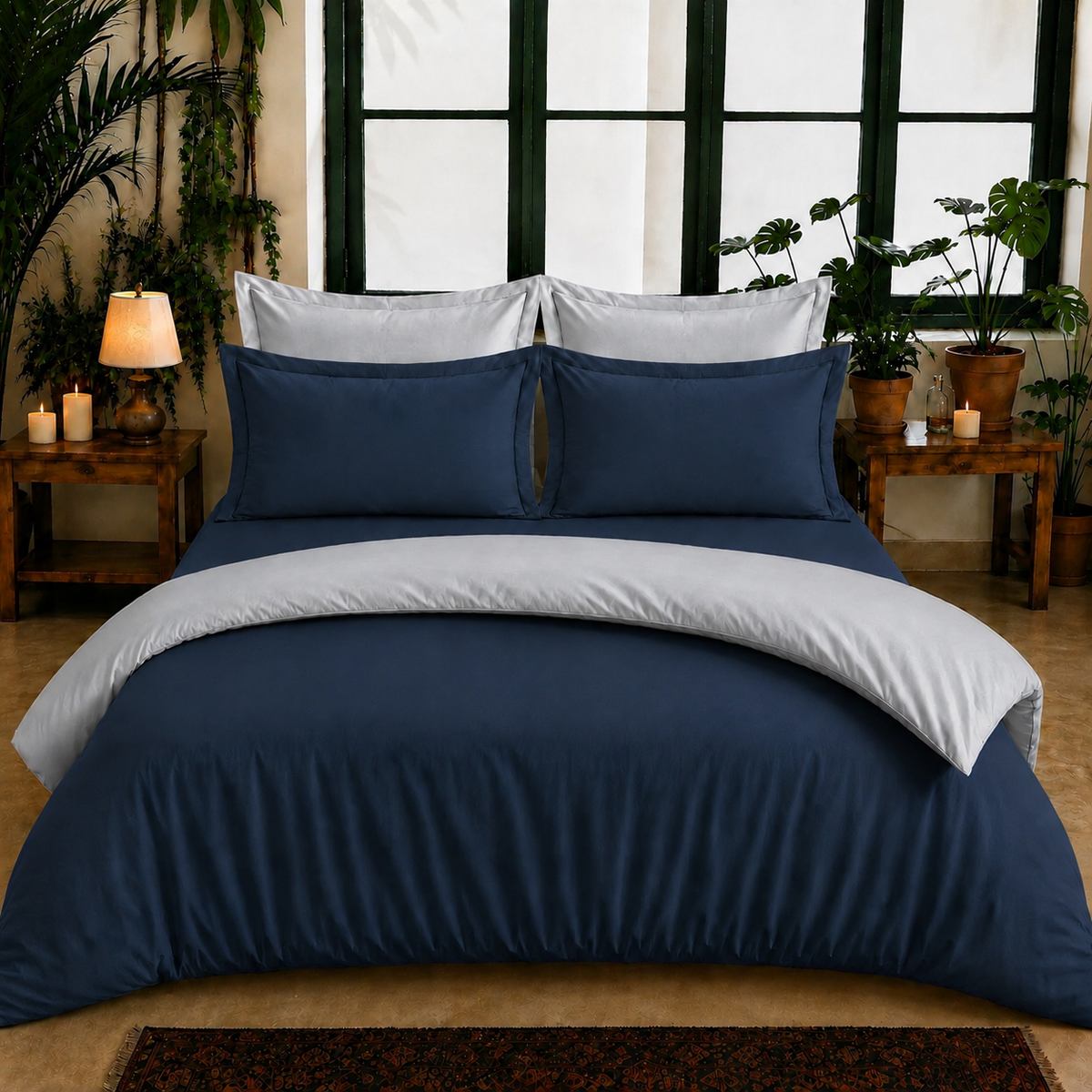 Bamboo Collection - Duo Luxe - Moonlit Navy | Bedsheet with Pillowcases