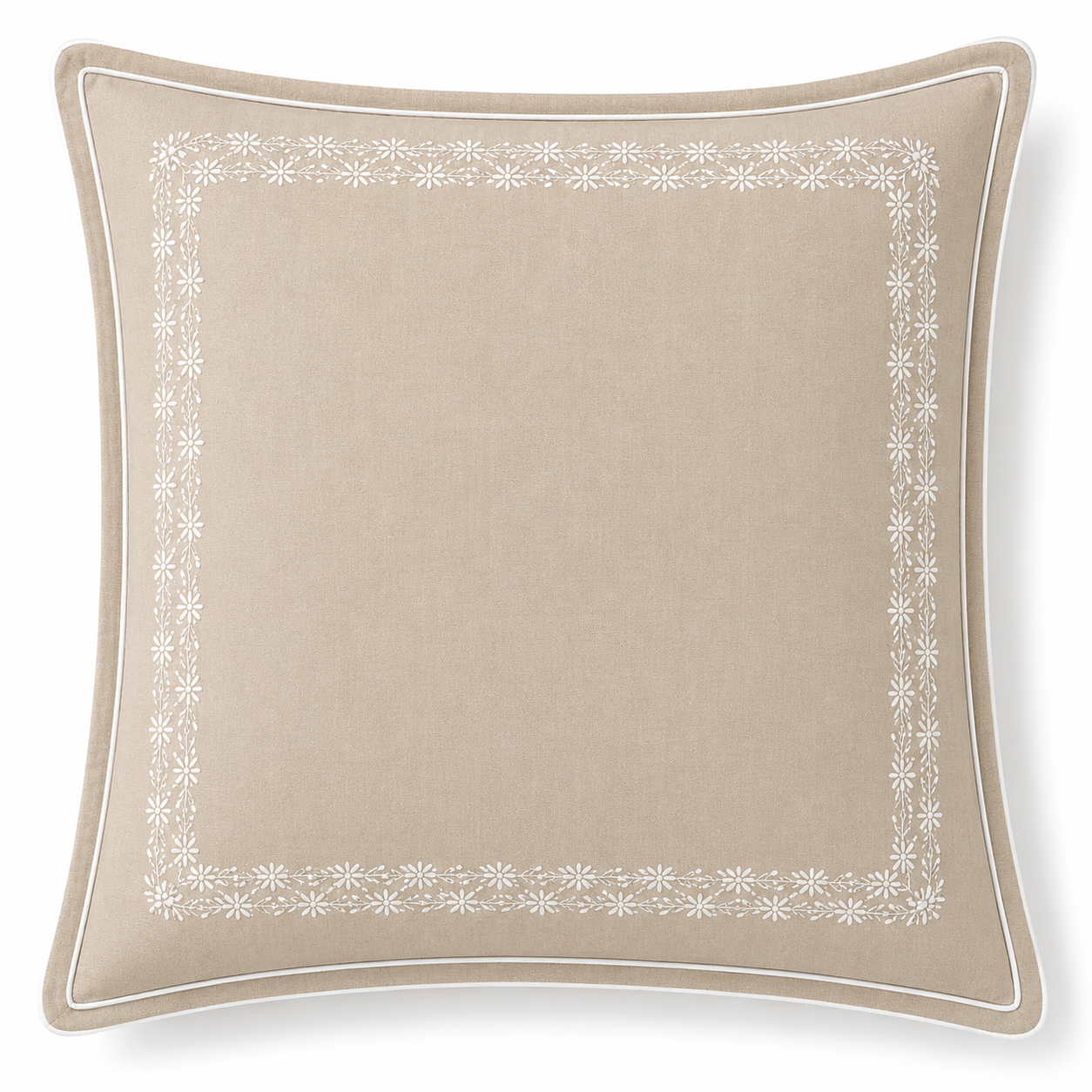 Sandstone Floral Embroidery Cushion