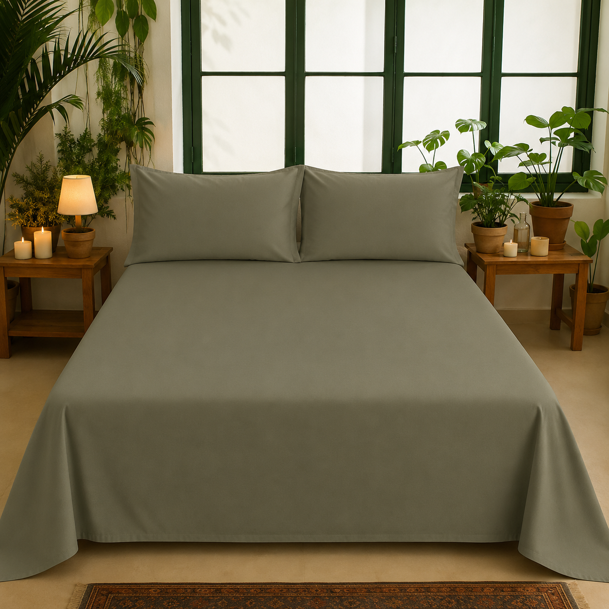 Bamboo Collection - Hazel Green | Bedsheet with Pillowcases