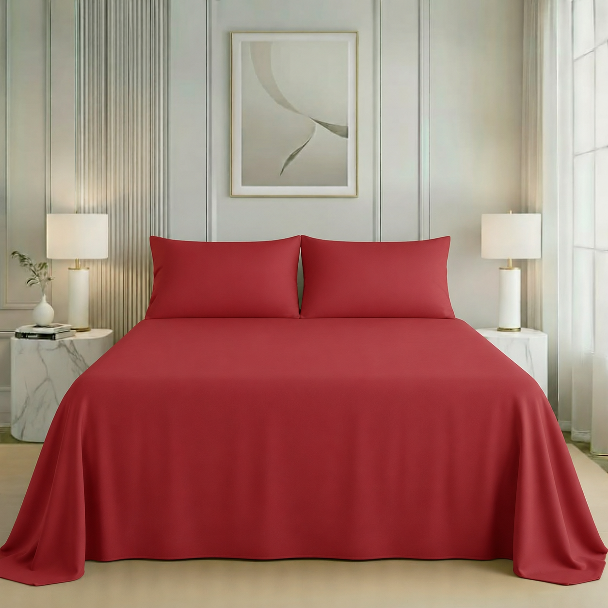 Nirvana Collection - Cherry Red | Bedsheet & Duvet Cover with Pillowcases