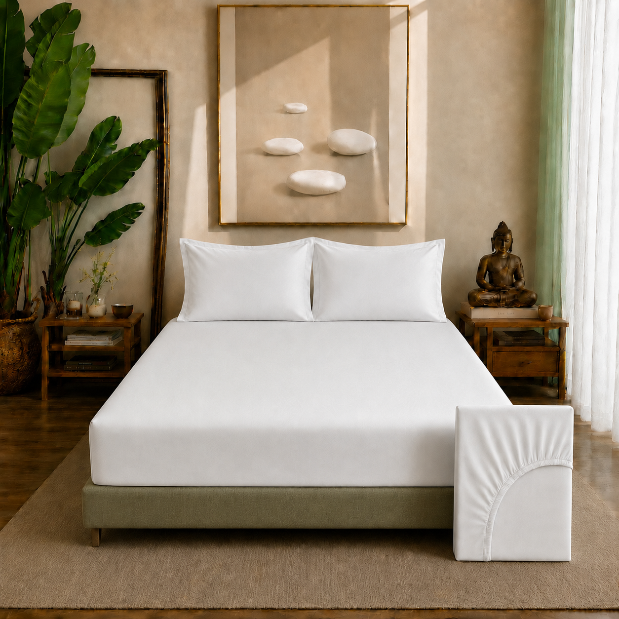 Eucalyptus Collection - Coconut White | Bedsheet with Pillowcases