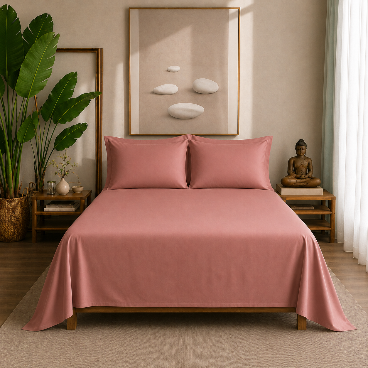 Eucalyptus Collection - Peach Blossom | Bedsheet with Pillowcases