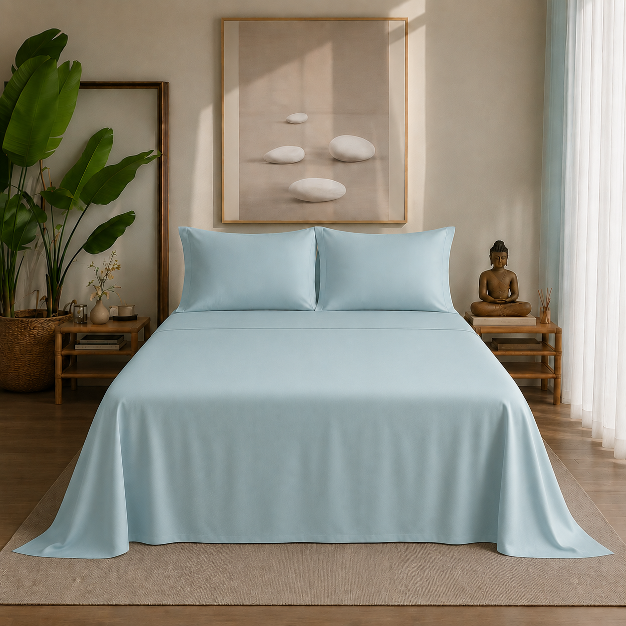 Eucalyptus Collection - Pastel Teal | Bedsheet with Pillowcases