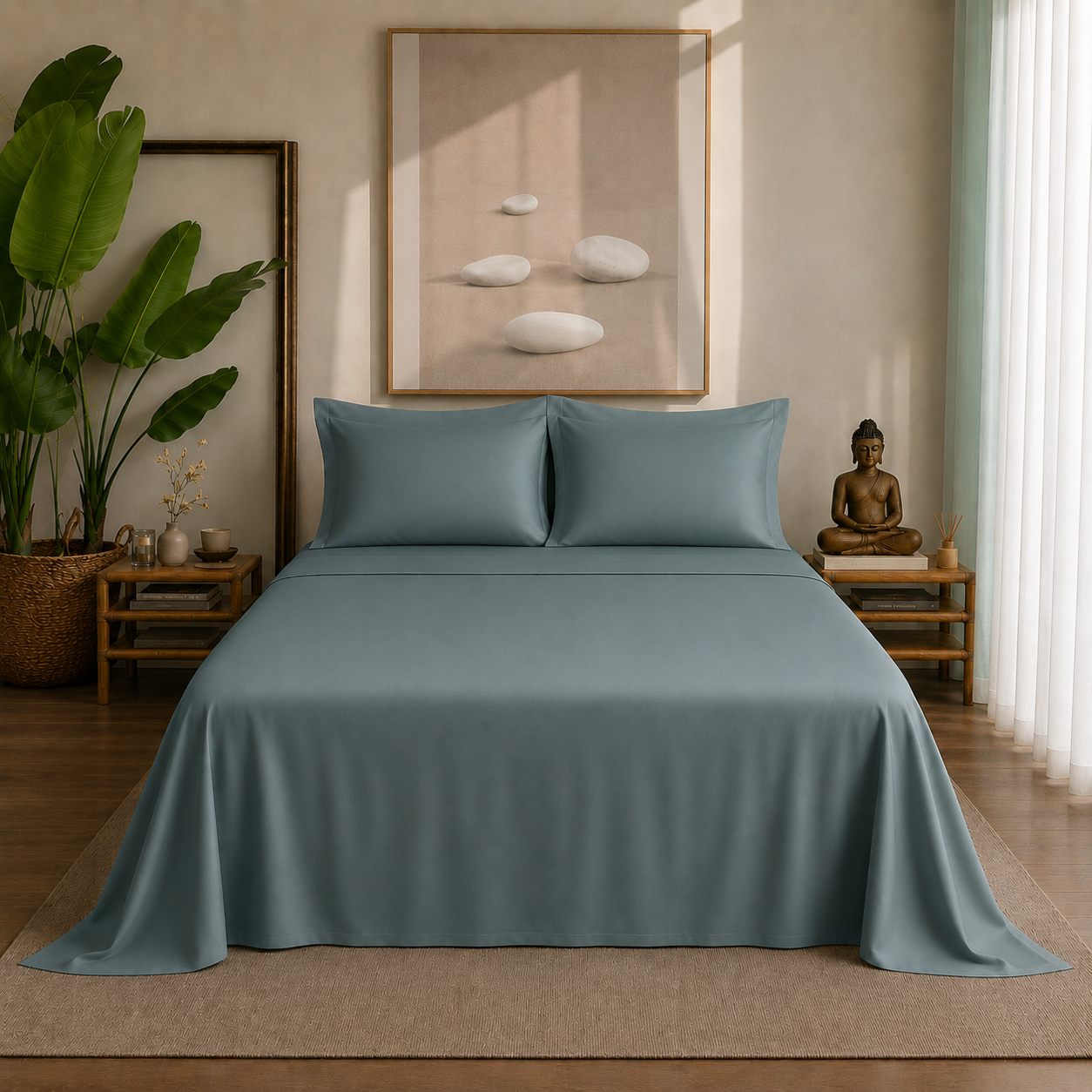Eucalyptus Collection - Ash Teal | Bedsheet with Pillowcases