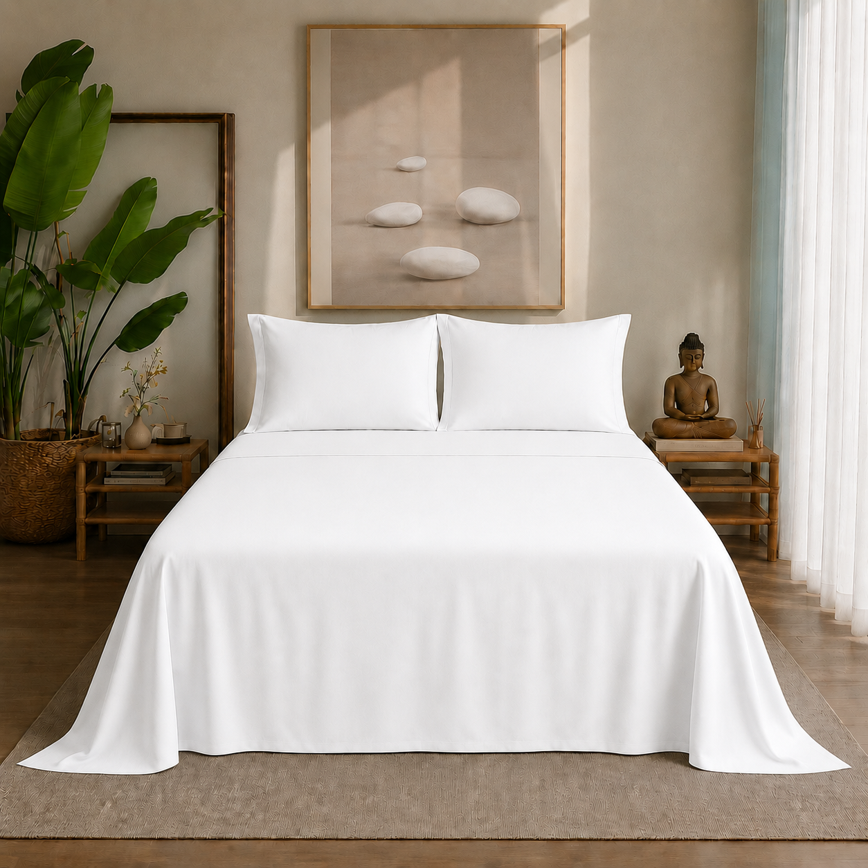 Eucalyptus Collection - Coconut White | Bedsheet with Pillowcases
