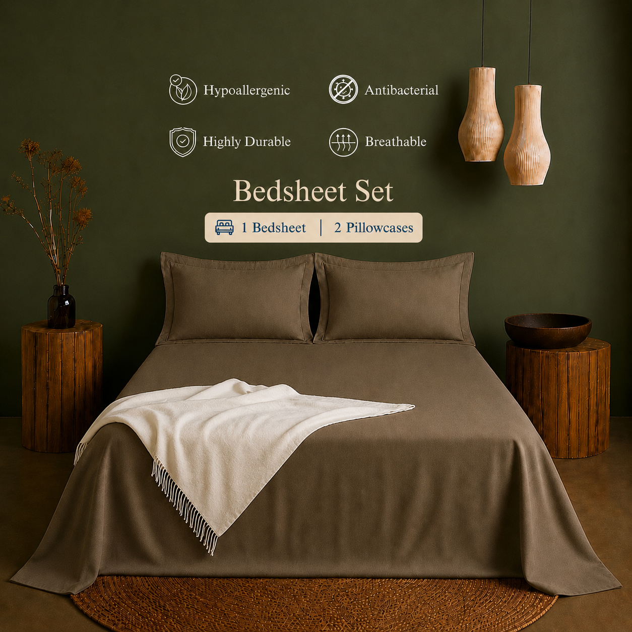 Linen Collection - Choco Brown | Bedsheet with Pillowcases