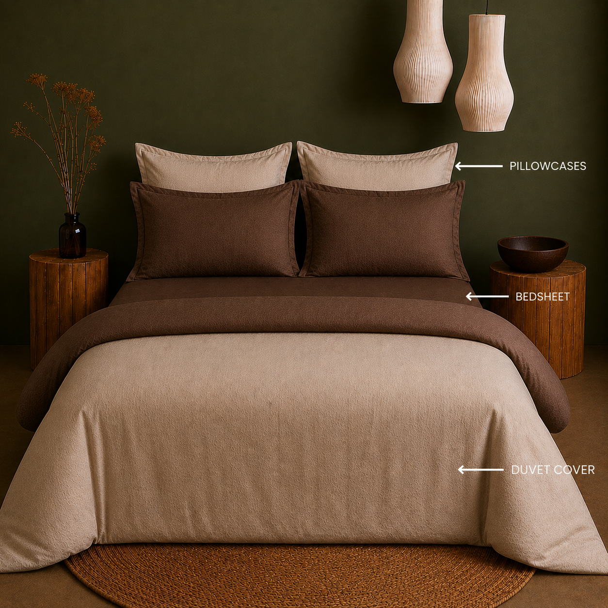Linen Collection - Duo Luxe - Cocoa Oats | Duvet Cover with Pillowcases