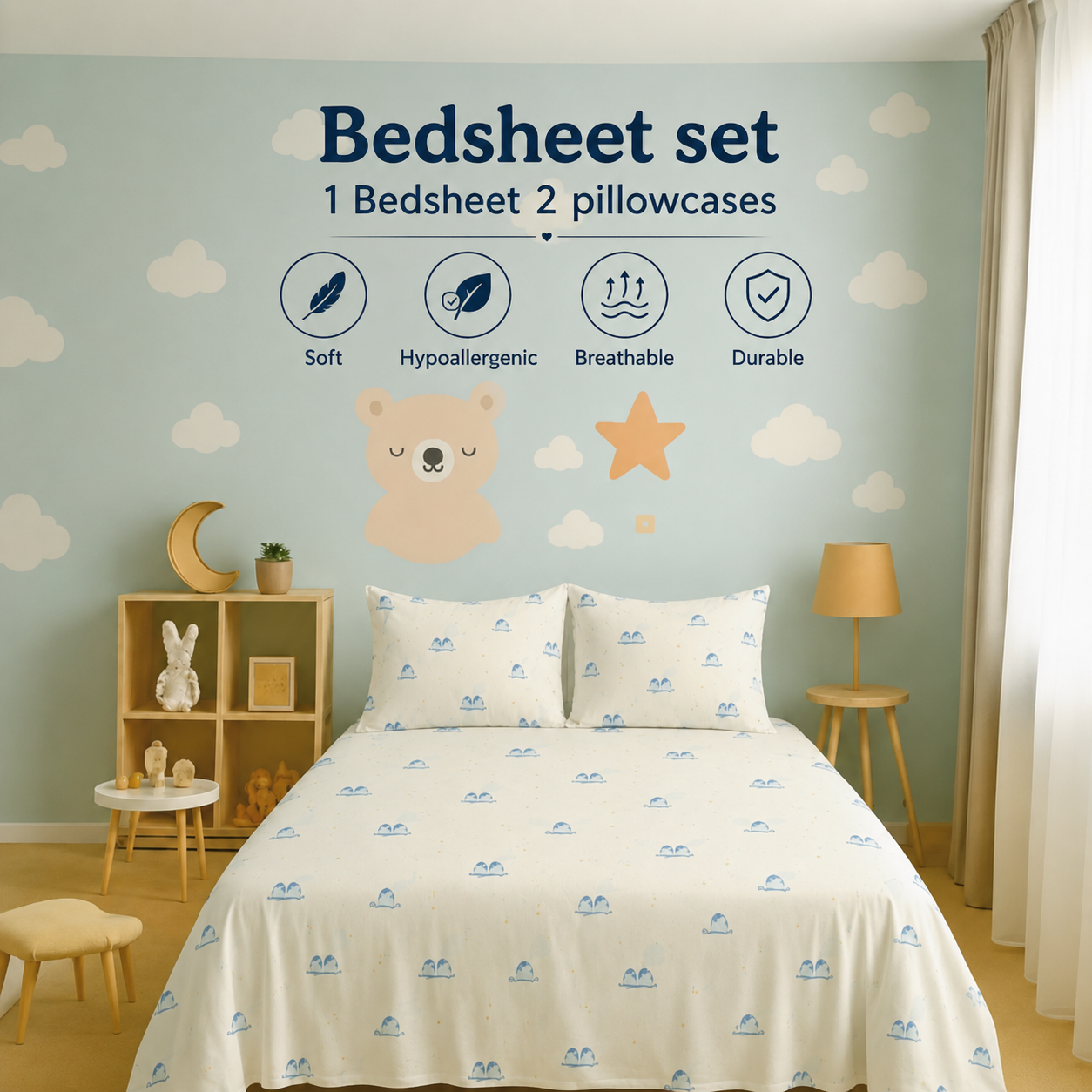 Kids Collection - Penguine Pals | Bedsheet with Pillowcases