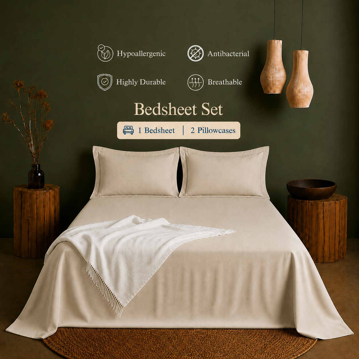 Linen Collection - Raw Oats | Bedsheet with Pillowcases