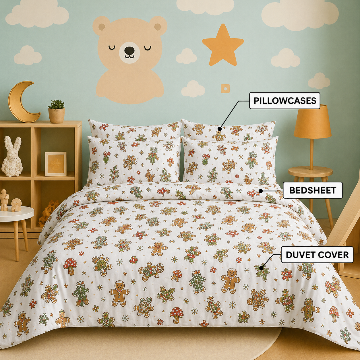 Kids Collection - White Christmas Wonder | Bedsheet with Pillowcases