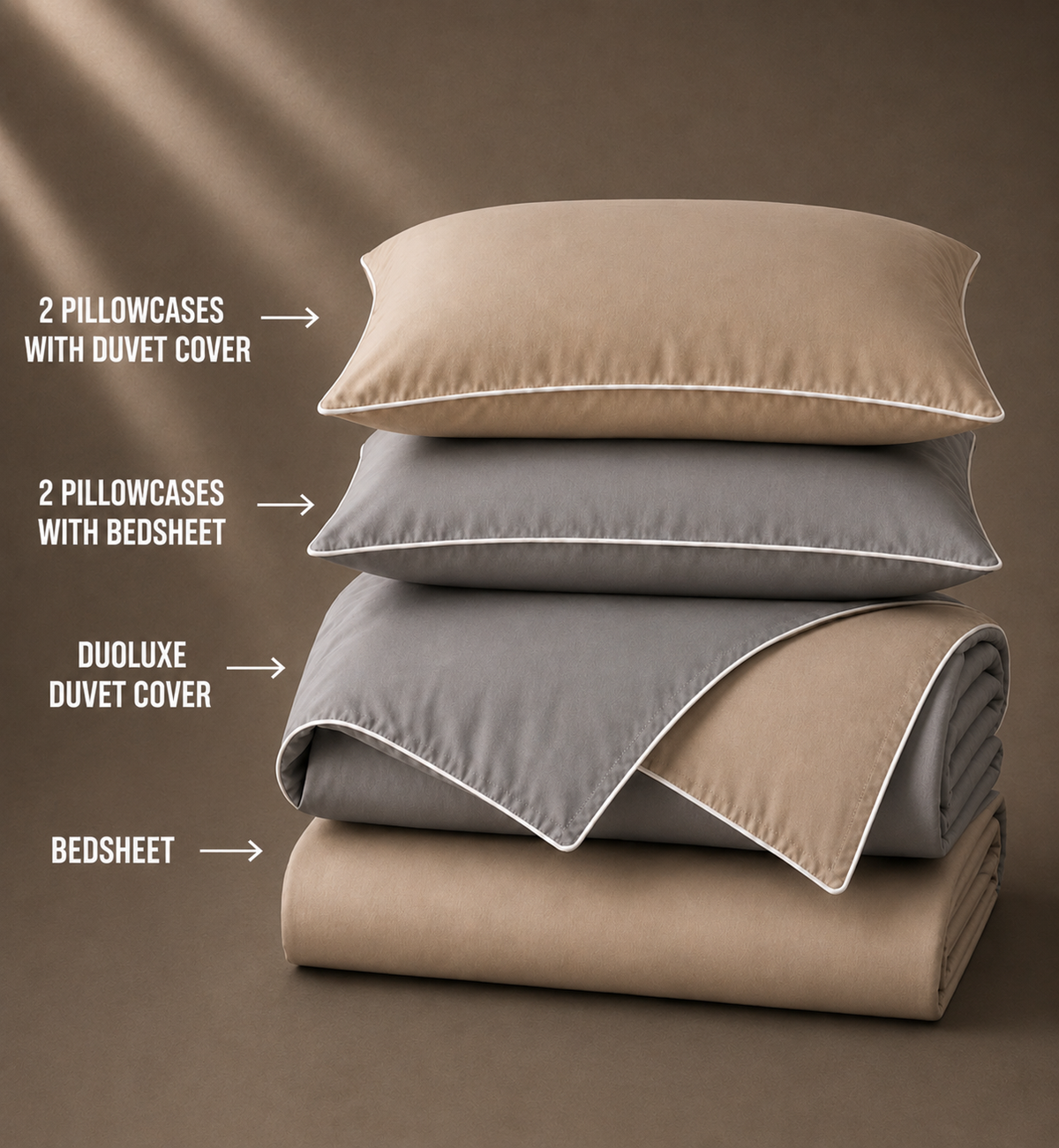 600 TC Pure Cotton Collection Duoluxe - Peach Cloud | Bedsheet & Duvet Cover with Pillowcases