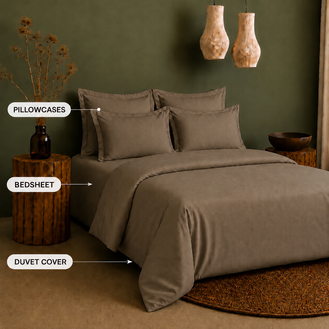 Linen Collection - Choco Brown | Bedsheet with Pillowcases