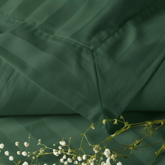 550 TC Stripes Collection - Emerald Green | Duvet Cover with Pillowcases