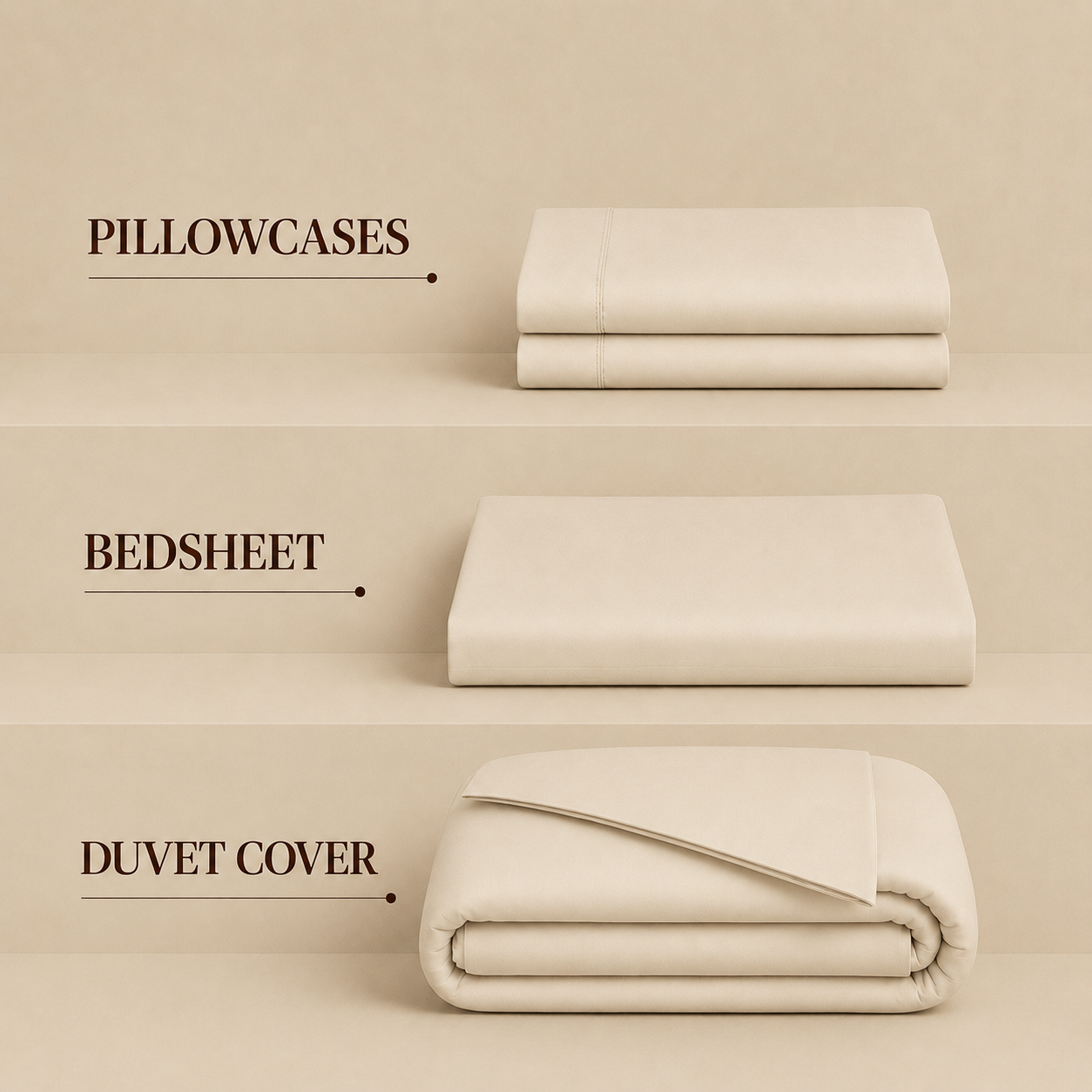 Nirvana Collection - Light Beige | Bedsheet with Pillowcases