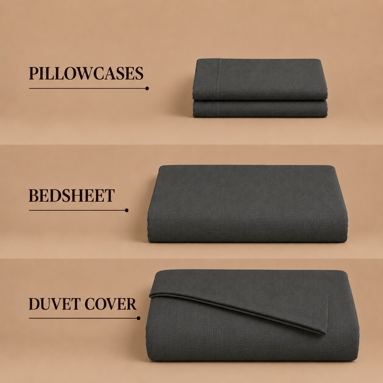 Linen Collection - Shadow Slate | Bedsheet with Pillowcases
