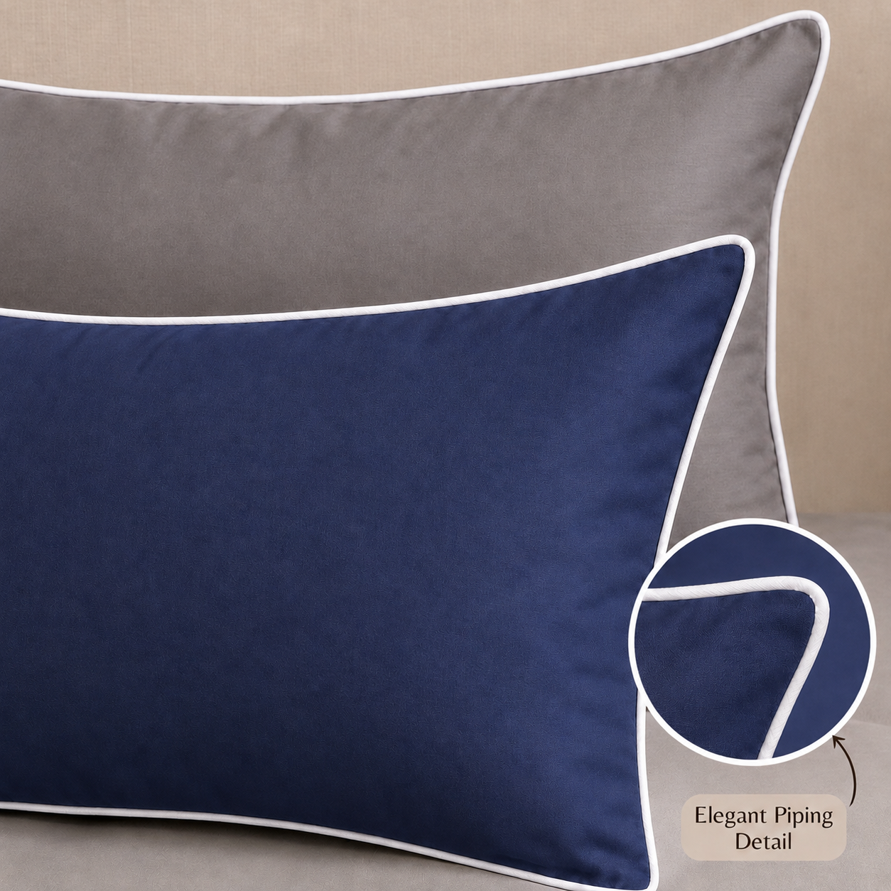 600 TC Pure Cotton Collection Duoluxe - Silver Sapphire | Duvet Cover with Pillowcases