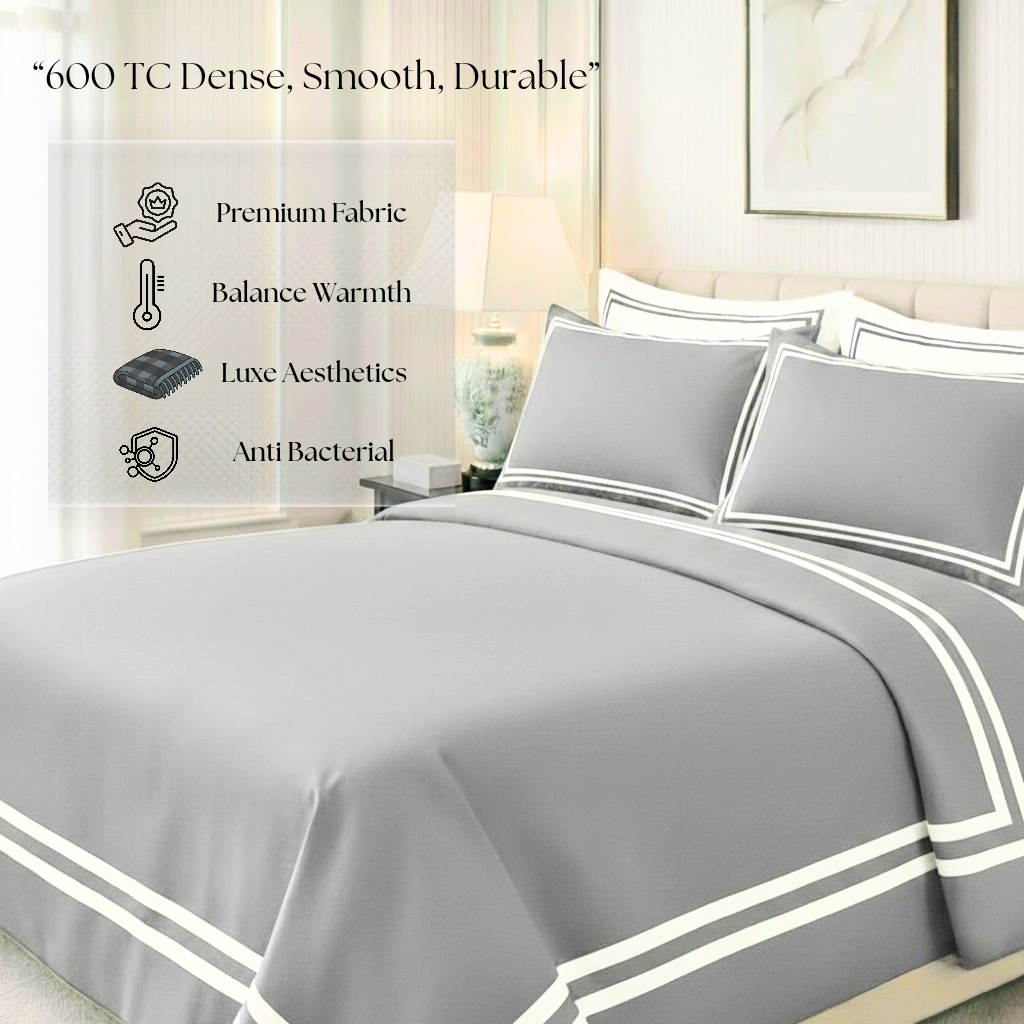600 TC Pure Cotton Collection - Pearl Grey