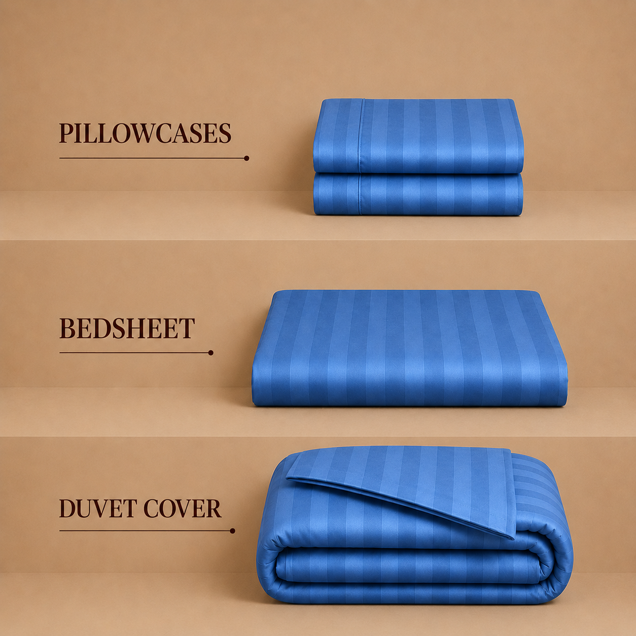 550 TC Stripes Collection - Midnight Navy | Bedsheet with Pillowcases