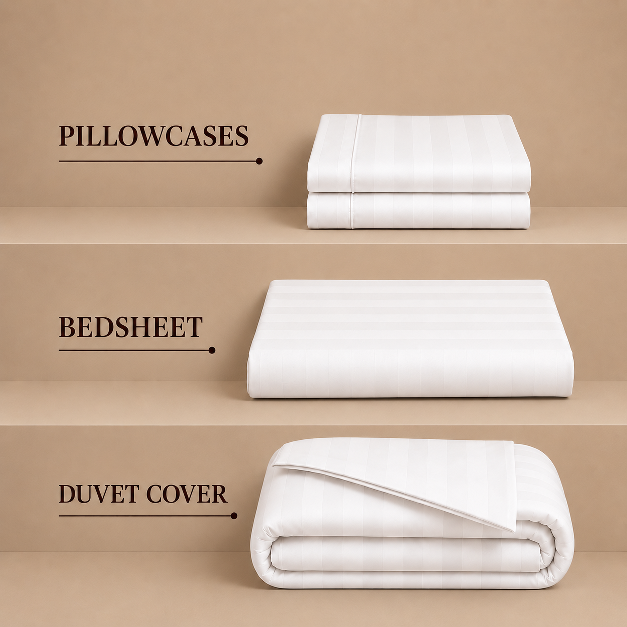 550 TC Stripes Collection - Pure Snow | Bedsheet with Pillowcases