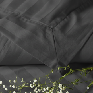 550 TC Stripes Collection - Dark grey | Bedsheet with Pillowcases