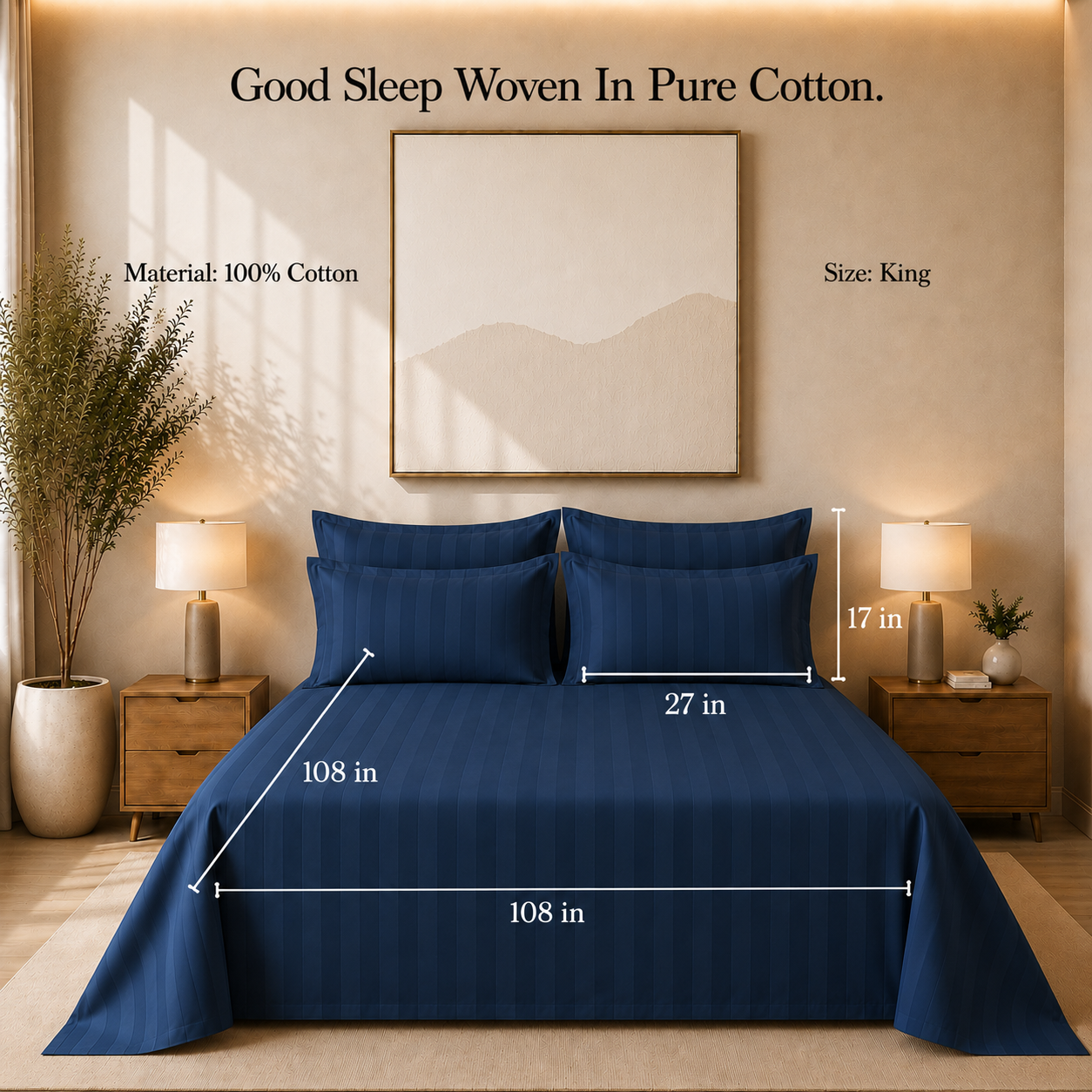 550 TC Stripes Collection- Blue Lagoon | Duvet Cover with Pillowcases