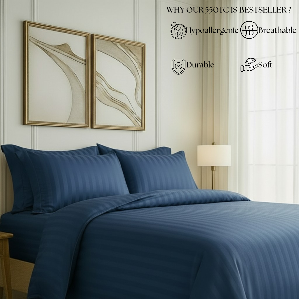 550 TC Stripes Collection - Midnight Navy