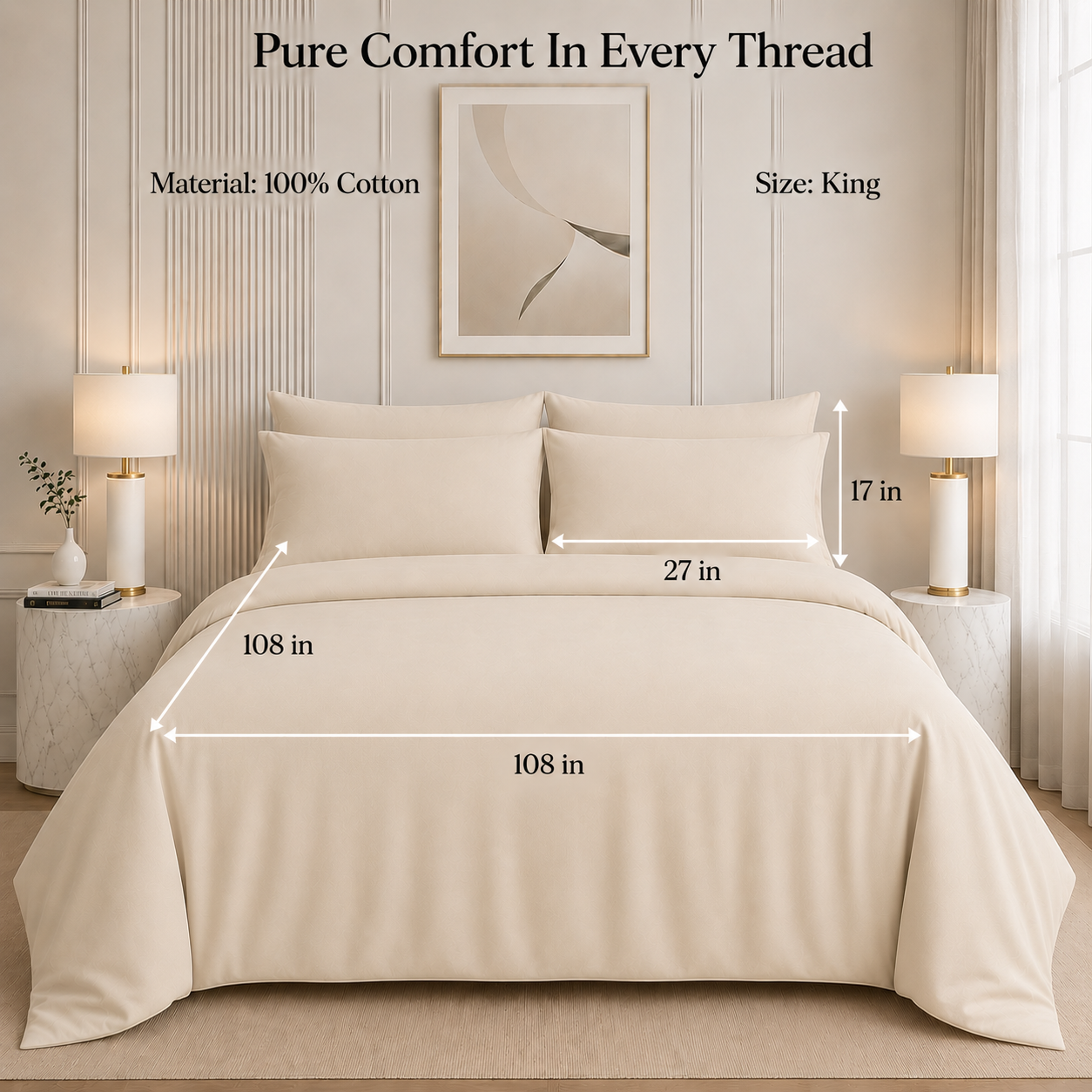 Nirvana Collection - Light Beige | Bedsheet with Pillowcases
