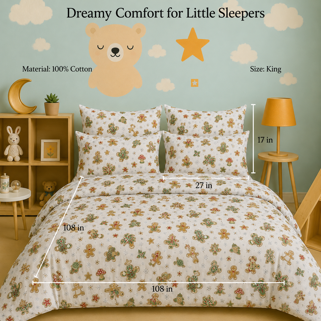 Kids Collection - White Christmas Wonder | Bedsheet with Pillowcases