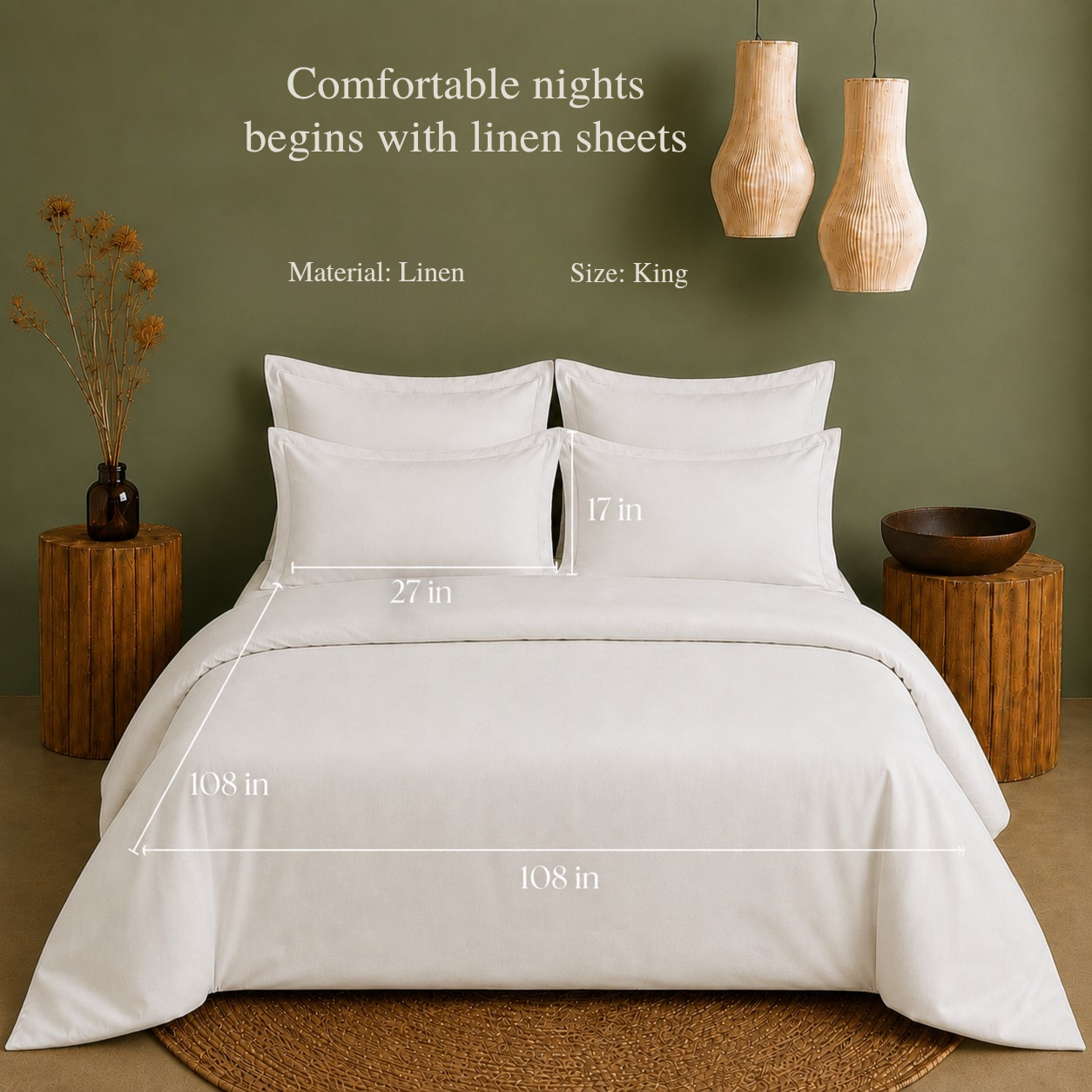 Linen Collection - White | Bedsheet with Pillowcases