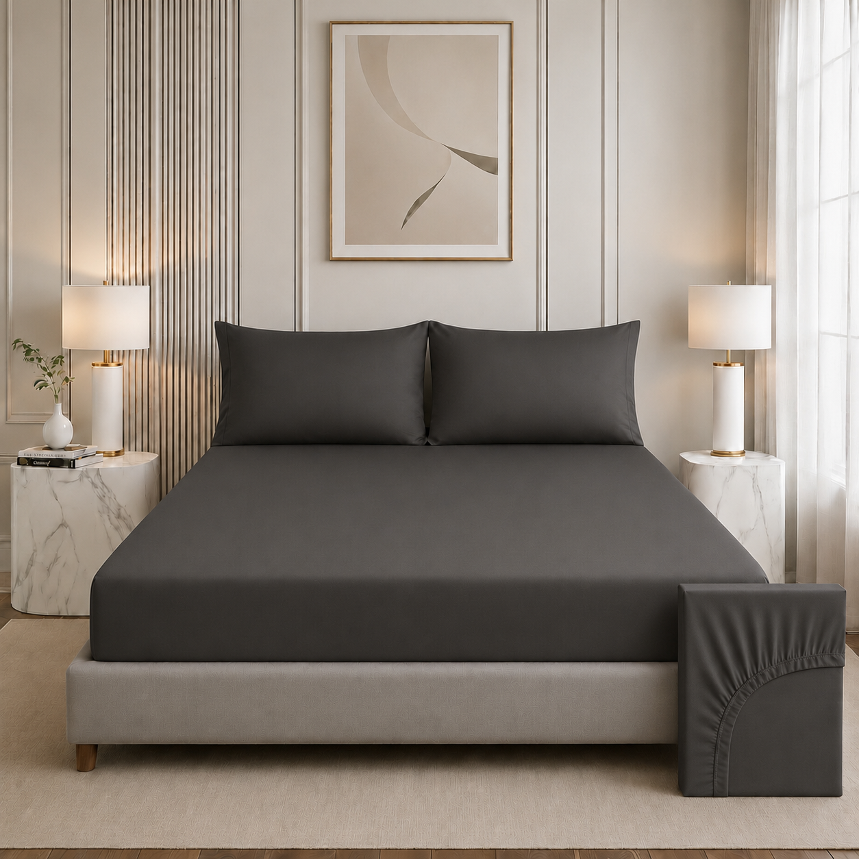 Nirvana Collection - Feather Grey | Bedsheet with Pillowcases
