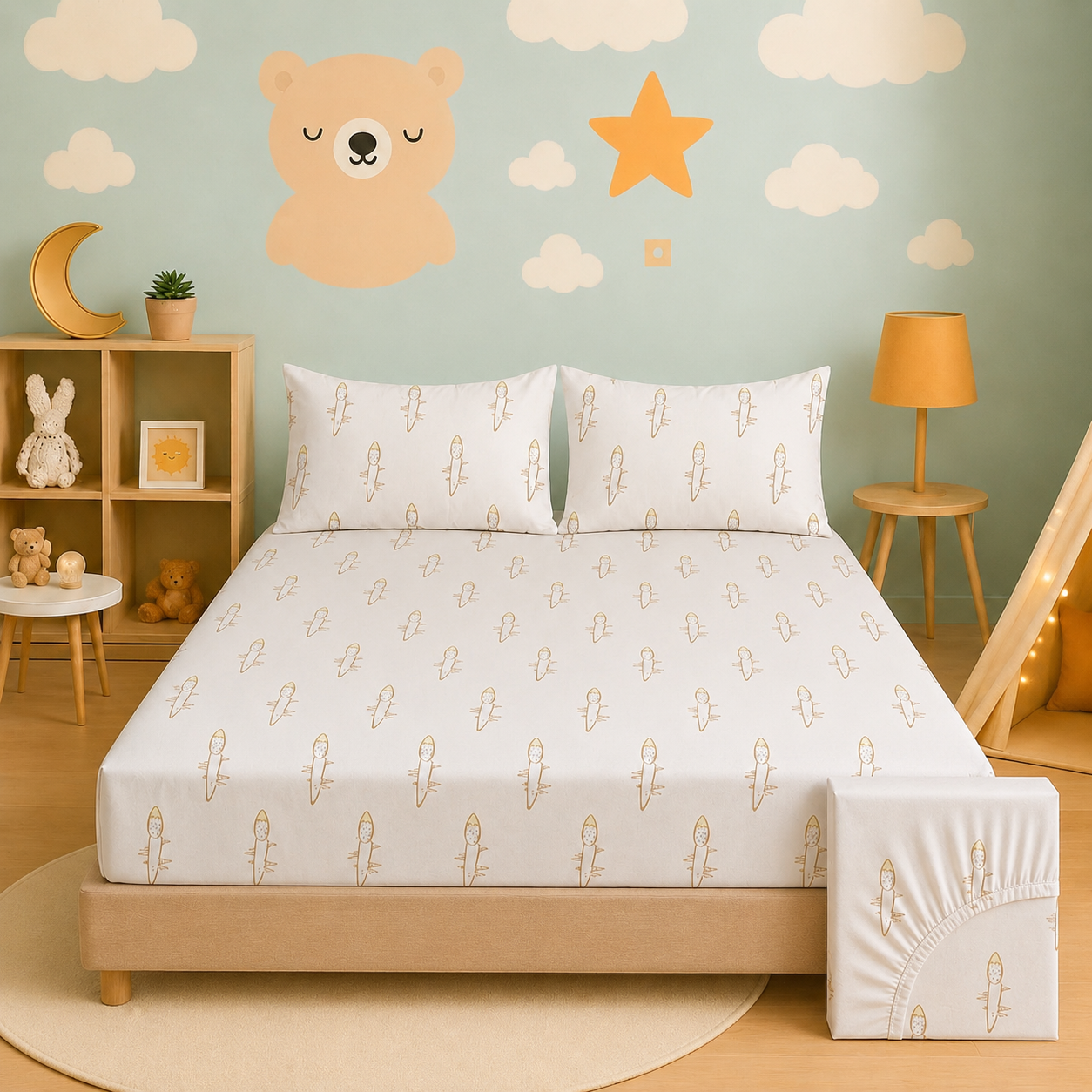 Kids Collection - Golden Foxy | Bedsheet with Pillowcases